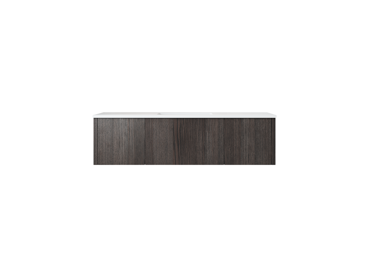 Legno 54" Carbon Oak Bathroom Vanity with Matte White VIVA Stone Solid Surface Countertop Laviva 313LGN-54CR-MW