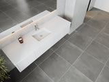 Legno 72" Alabaster White Single Sink Bathroom Vanity with Matte White VIVA Stone Solid Surface Countertop Laviva 313LGN-72CAW-MW