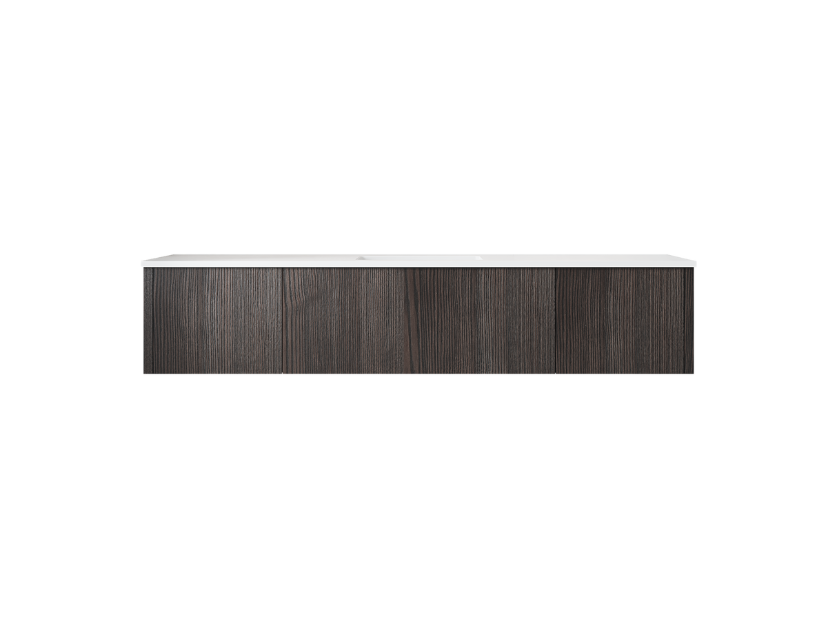 Legno 72" Carbon Oak Single Sink Bathroom Vanity with Matte White VIVA Stone Solid Surface Countertop Laviva 313LGN-72CCR-MW