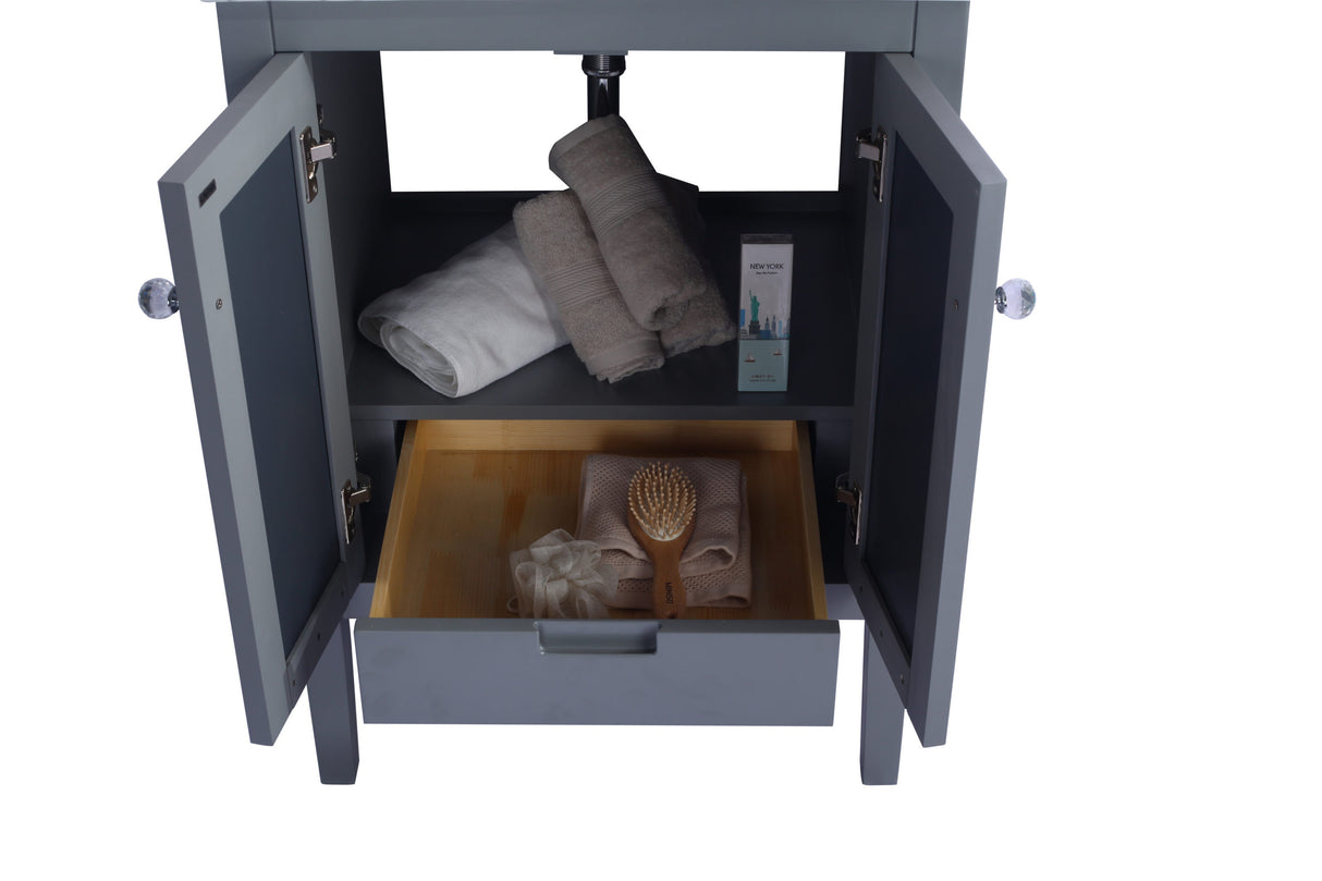 Mediterraneo 24" Grey Bathroom Vanity with Matte White VIVA Stone Solid Surface Countertop Laviva 313MKSH-24G-MW