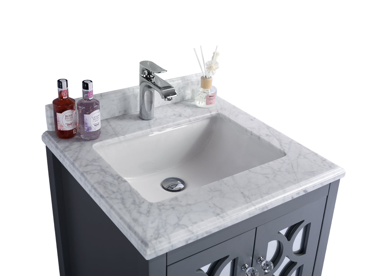 Mediterraneo 24" Grey Bathroom Vanity with White Carrara Marble Countertop Laviva 313MKSH-24G-WC