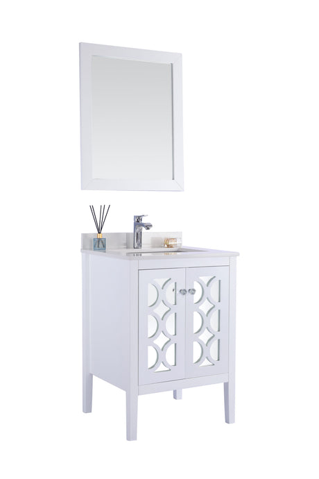 Mediterraneo 24" White Bathroom Vanity with White Quartz Countertop Laviva 313MKSH-24W-WQ
