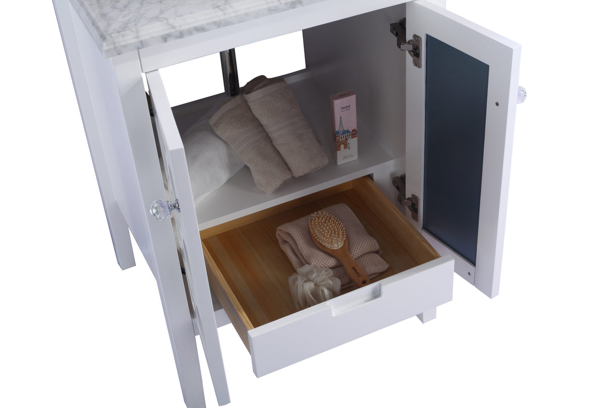 Mediterraneo 24" White Bathroom Vanity with White Quartz Countertop Laviva 313MKSH-24W-WQ