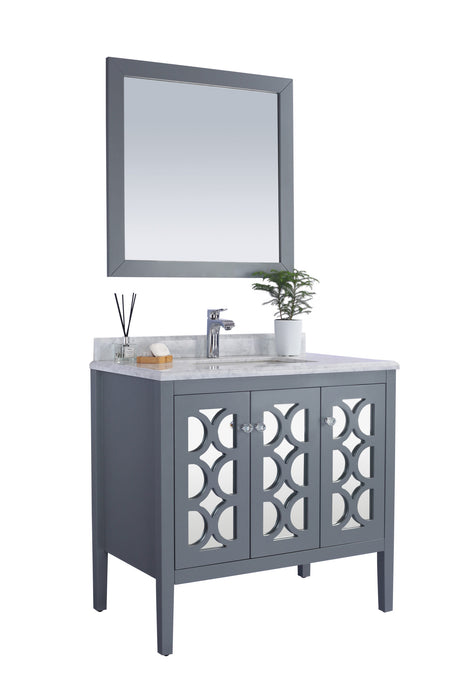 Mediterraneo 36" Grey Bathroom Vanity with White Carrara Marble Countertop Laviva 313MKSH-36G-WC