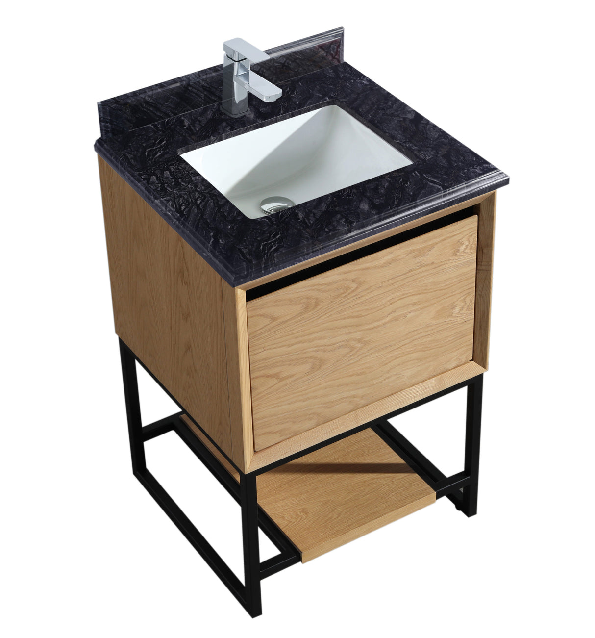 Alto 24” California White Oak Bathroom Vanity with Black Wood Marble Countertop Laviva 313SMR-24CO-BW