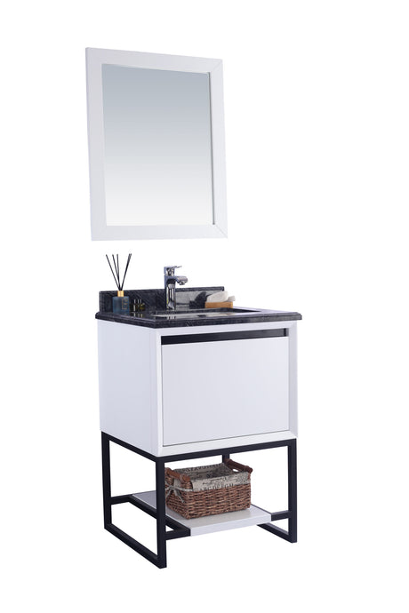 Alto 24" White Bathroom Vanity with Black Wood Marble Countertop Laviva 313SMR-24W-BW