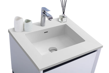Alto 24" White Bathroom Vanity with Matte White VIVA Stone Solid Surface Countertop Laviva 313SMR-24W-MW