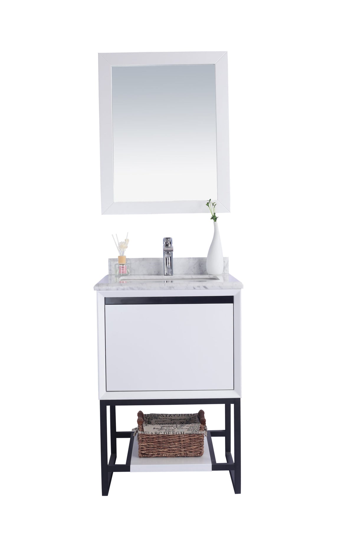 Alto 24" White Bathroom Vanity with White Carrara Marble Countertop Laviva 313SMR-24W-WC