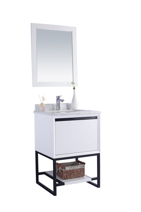 Alto 24" White Bathroom Vanity with White Carrara Marble Countertop Laviva 313SMR-24W-WC