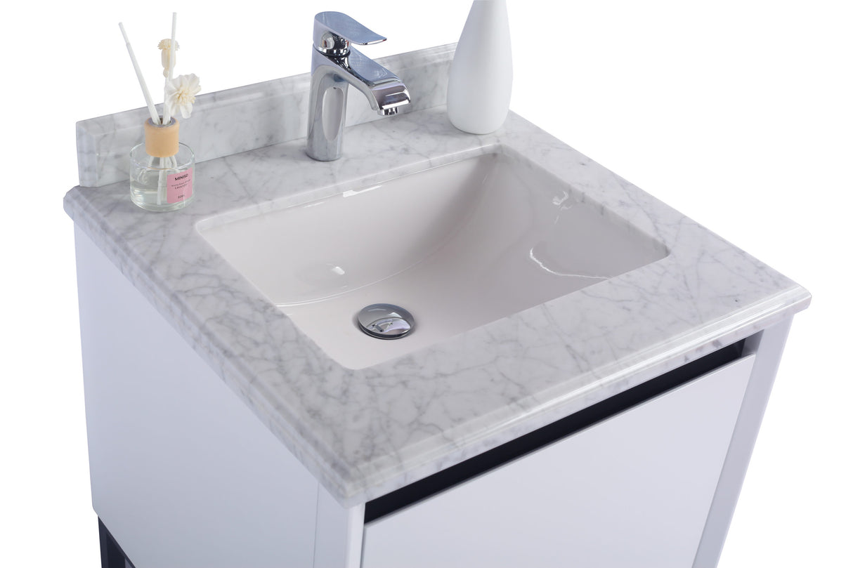 Alto 24" White Bathroom Vanity with White Carrara Marble Countertop Laviva 313SMR-24W-WC