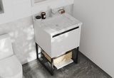Alto 24" White Bathroom Vanity with White Carrara Marble Countertop Laviva 313SMR-24W-WC