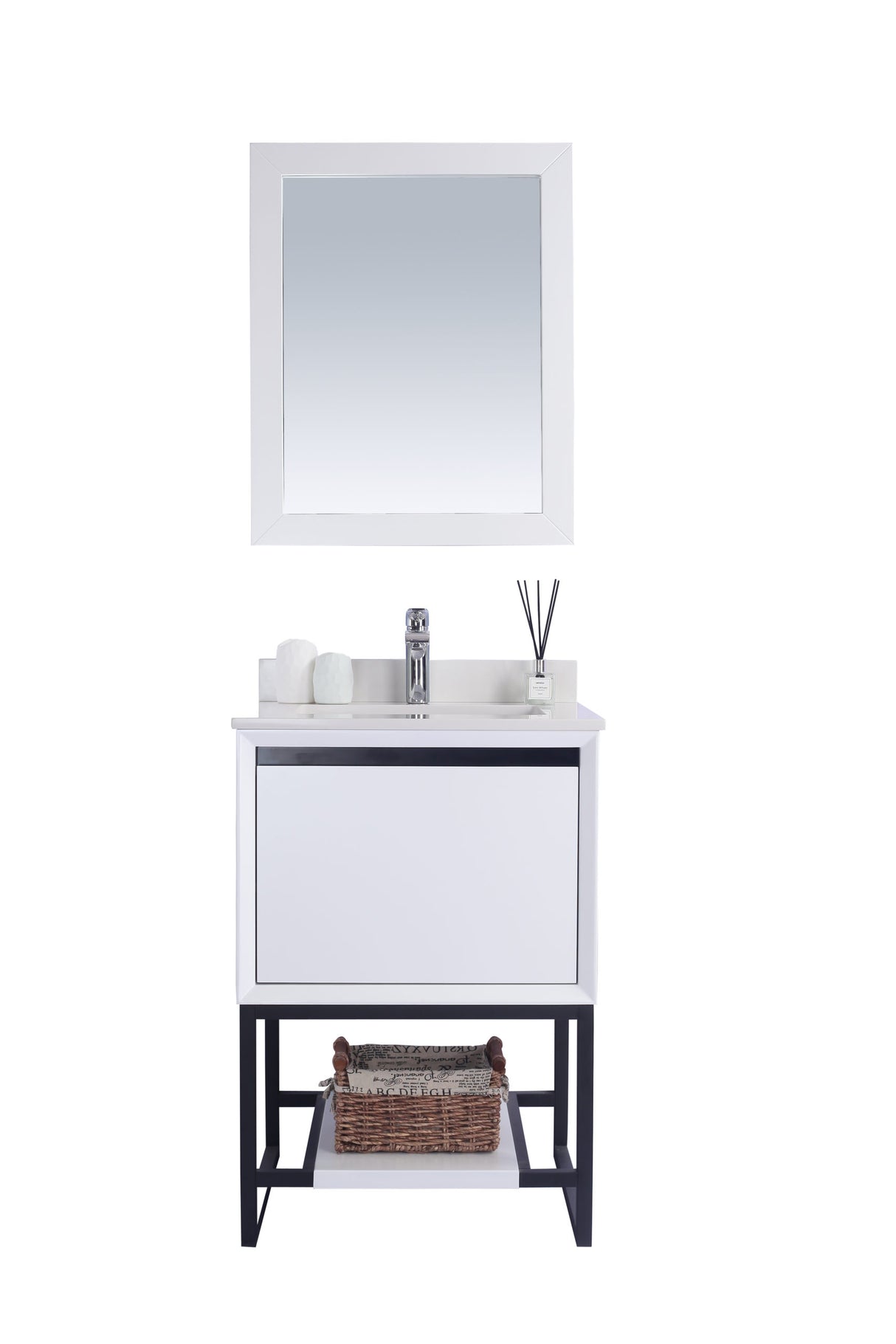 Alto 24" White Bathroom Vanity with White Quartz Countertop Laviva 313SMR-24W-WQ