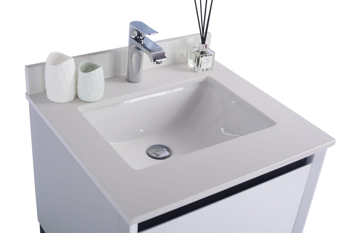 Alto 24" White Bathroom Vanity with White Quartz Countertop Laviva 313SMR-24W-WQ