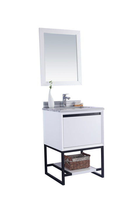 Alto 24" White Bathroom Vanity with White Stripes Marble Countertop Laviva 313SMR-24W-WS