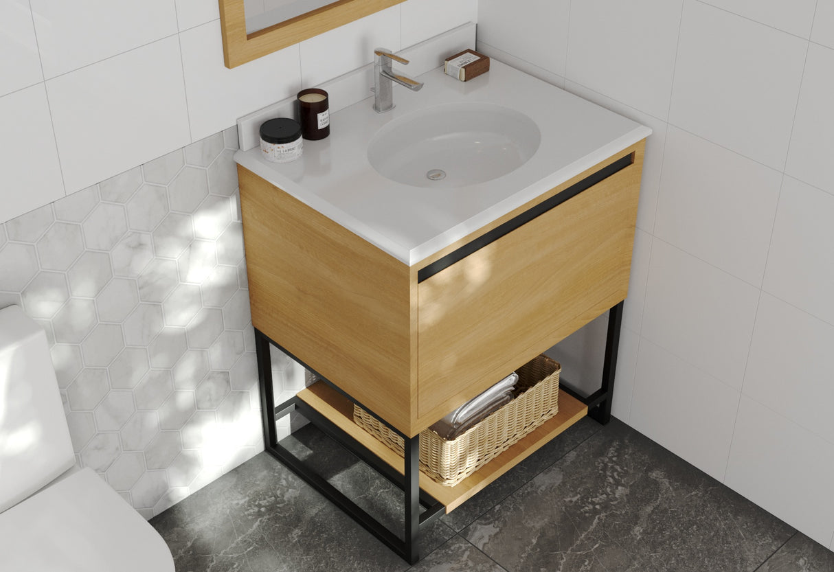 Alto 30" California White Oak Bathroom Vanity with Pure White Phoenix Stone Countertop Laviva 313SMR-30CO-PW