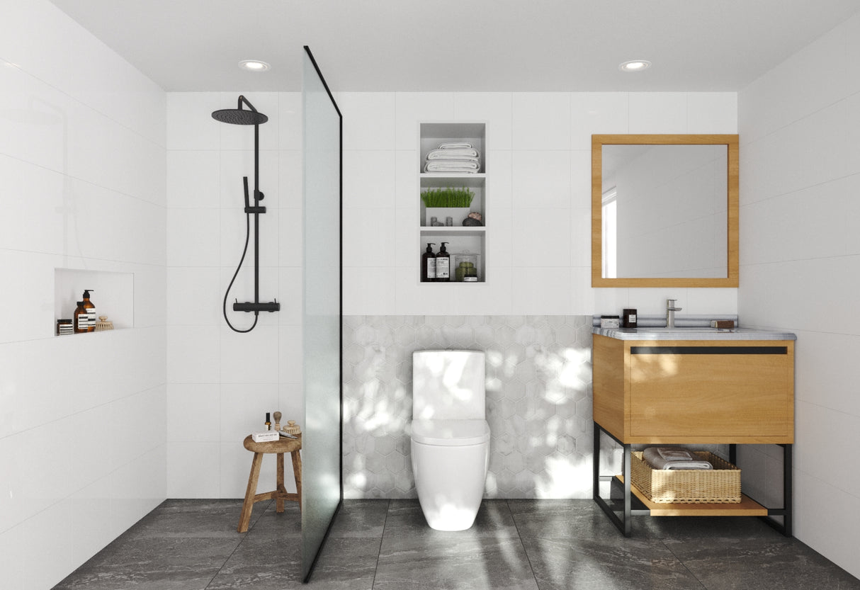 Alto 30" California White Oak Bathroom Vanity with White Stripes Marble Countertop Laviva 313SMR-30CO-WS