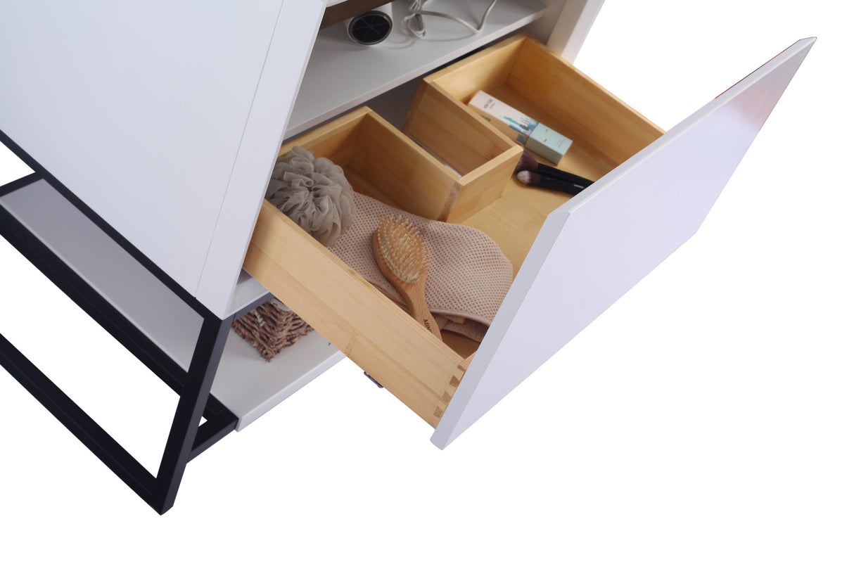 Alto 30" White Bathroom Vanity with Black Wood Marble Countertop Laviva 313SMR-30W-BW