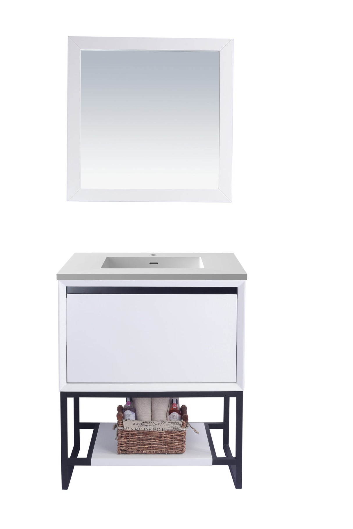 Alto 30" White Bathroom Vanity with Matte White VIVA Stone Solid Surface Countertop Laviva 313SMR-30W-MW