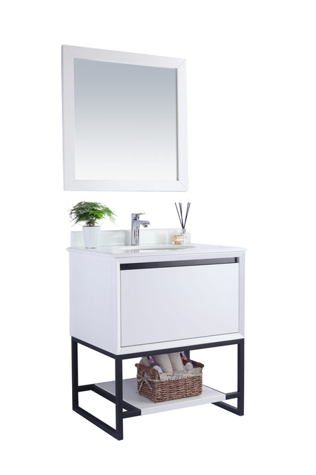 Alto 30" White Bathroom Vanity with Pure White Phoenix Stone Countertop Laviva 313SMR-30W-PW