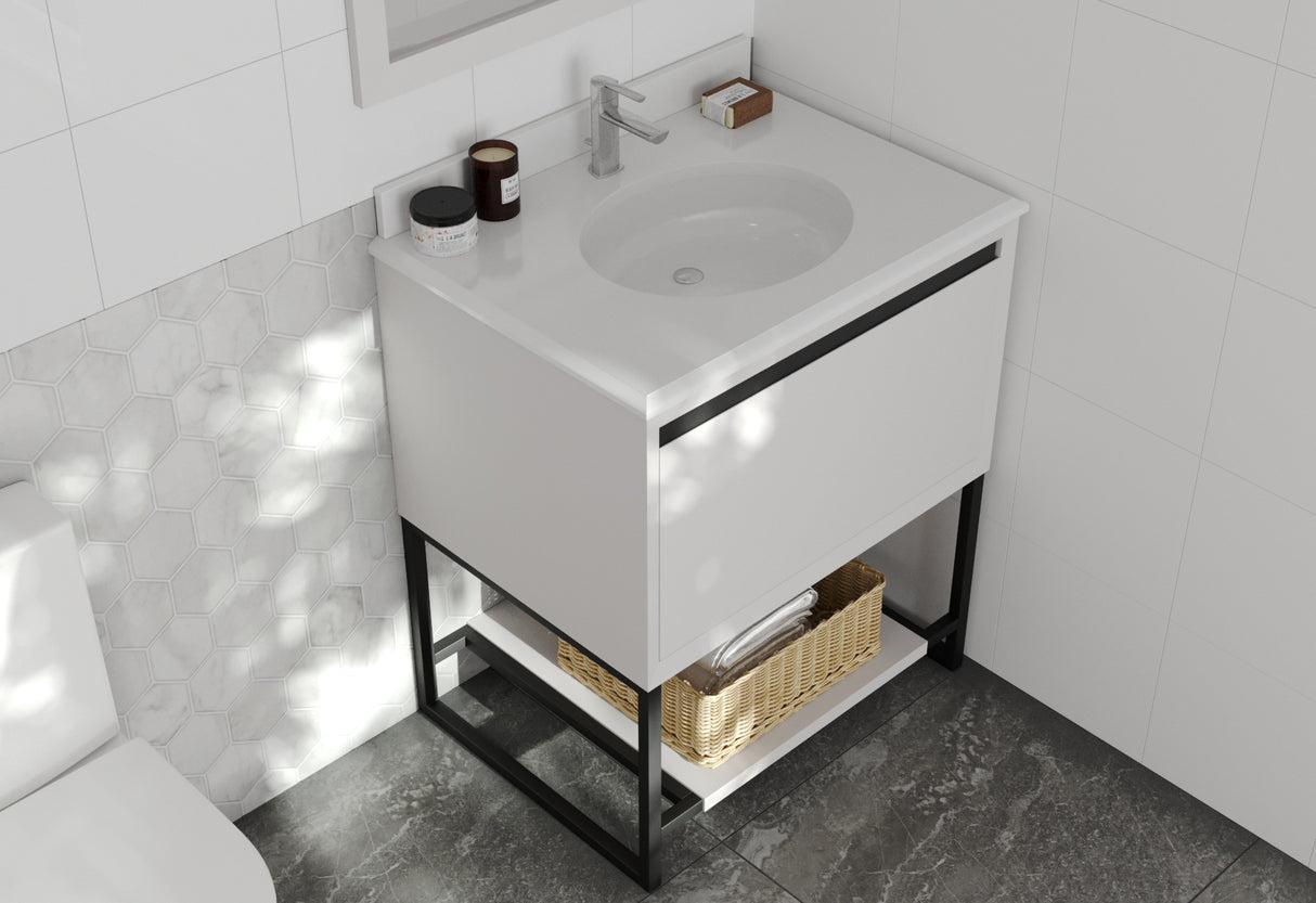Alto 30" White Bathroom Vanity with Pure White Phoenix Stone Countertop Laviva 313SMR-30W-PW