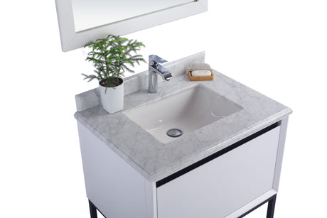 Alto 30" White Bathroom Vanity with White Carrara Marble Countertop Laviva 313SMR-30W-WC
