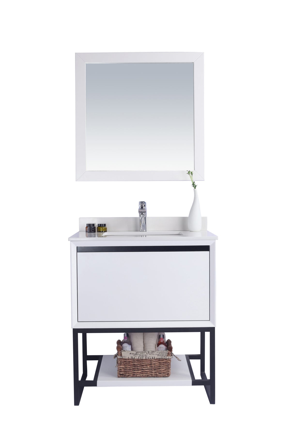 Alto 30" White Bathroom Vanity with White Quartz Countertop Laviva 313SMR-30W-WQ