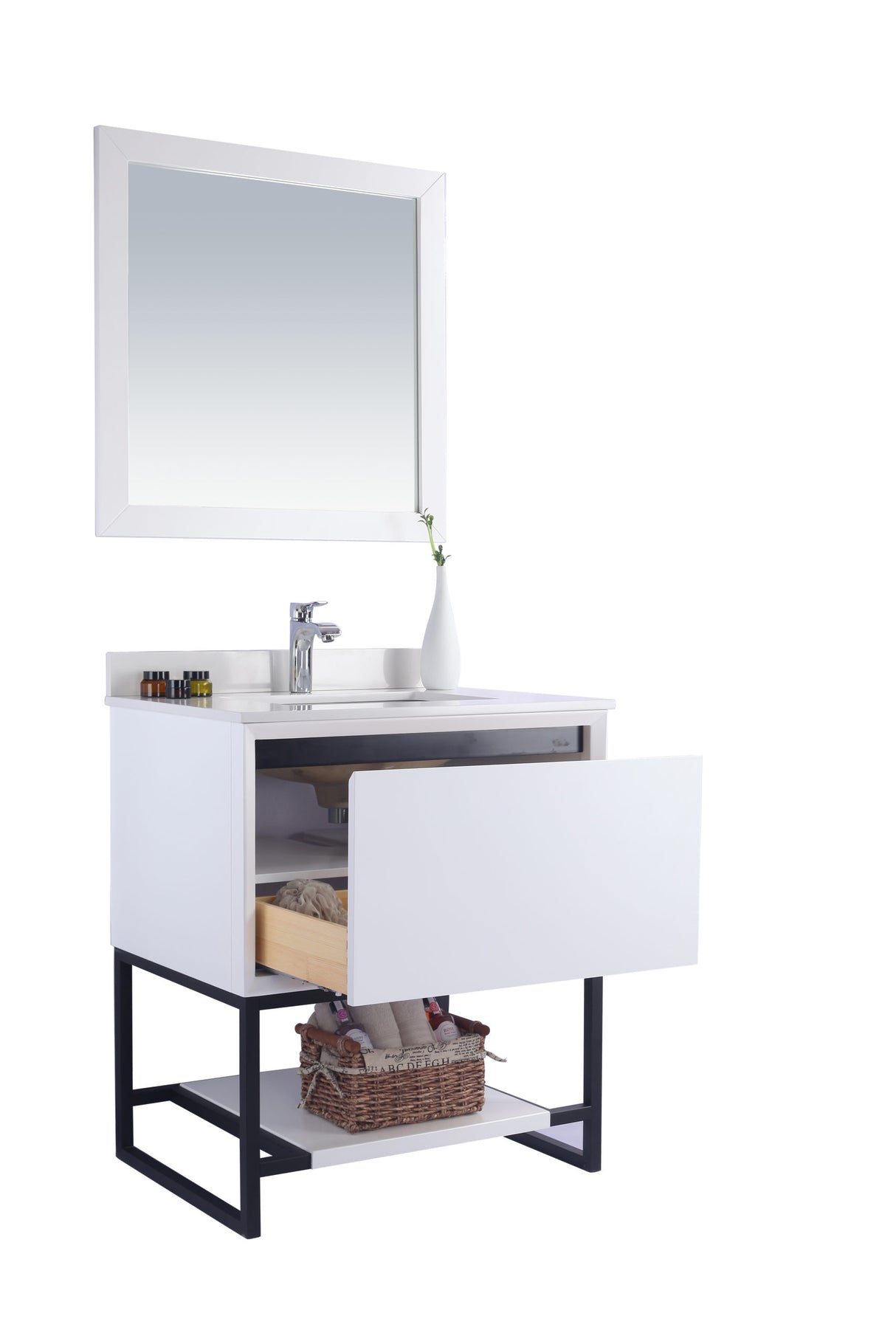 Alto 30" White Bathroom Vanity with White Quartz Countertop Laviva 313SMR-30W-WQ