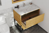 Alto 36" California White Oak Bathroom Vanity with White Carrara Marble Countertop Laviva 313SMR-36CO-WC