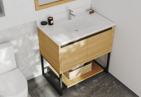 Alto 36" California White Oak Bathroom Vanity with White Quartz Countertop Laviva 313SMR-36CO-WQ