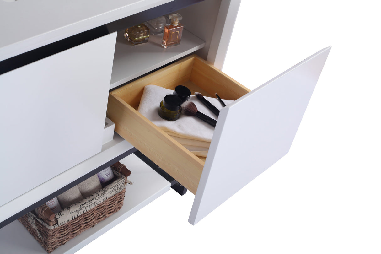 Alto 36" White Bathroom Vanity with Black Wood Marble Countertop Laviva 313SMR-36W-BW