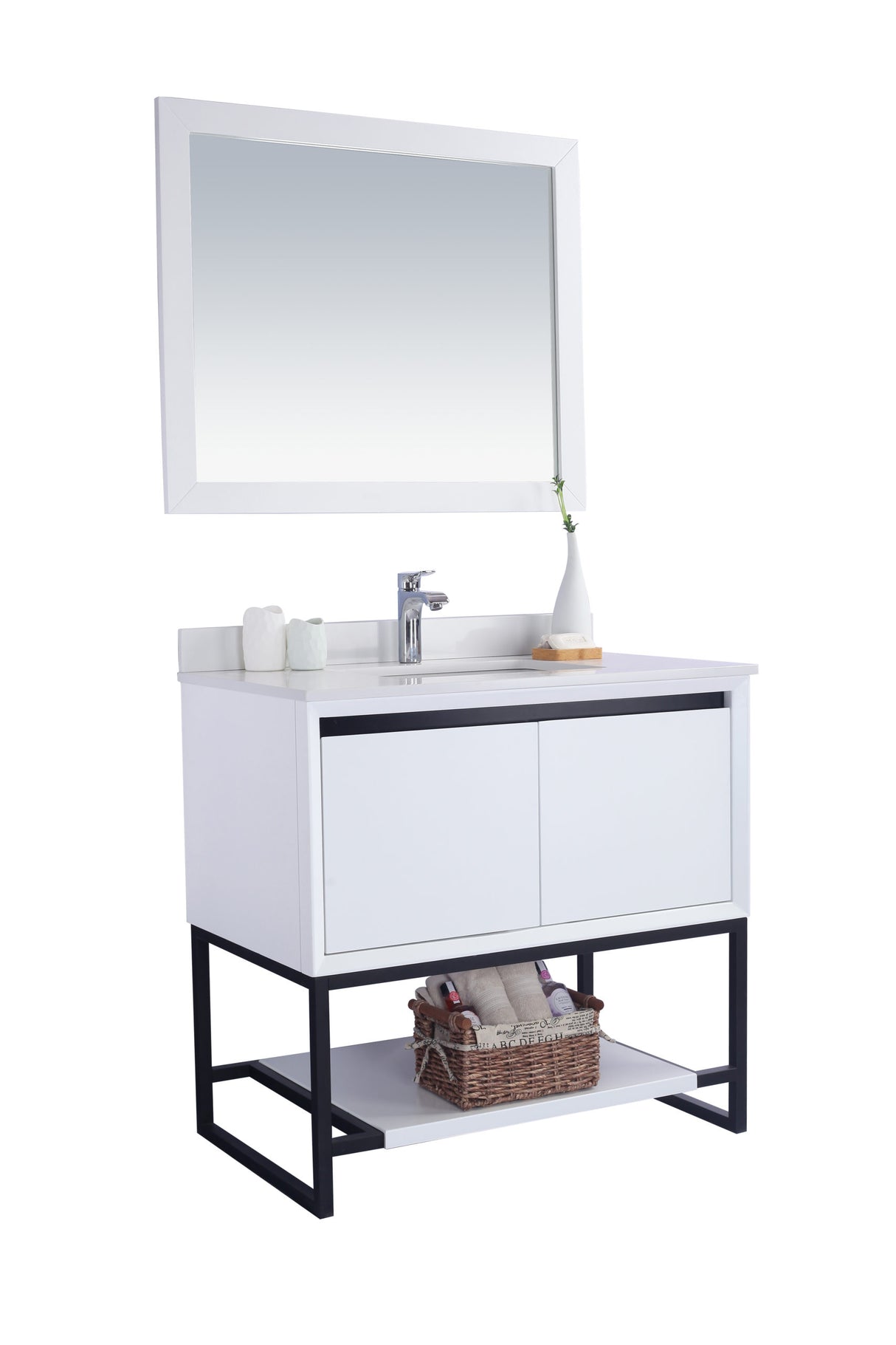 Alto 36" White Bathroom Vanity with White Quartz Countertop Laviva 313SMR-36W-WQ
