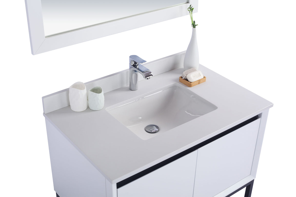 Alto 36" White Bathroom Vanity with White Quartz Countertop Laviva 313SMR-36W-WQ