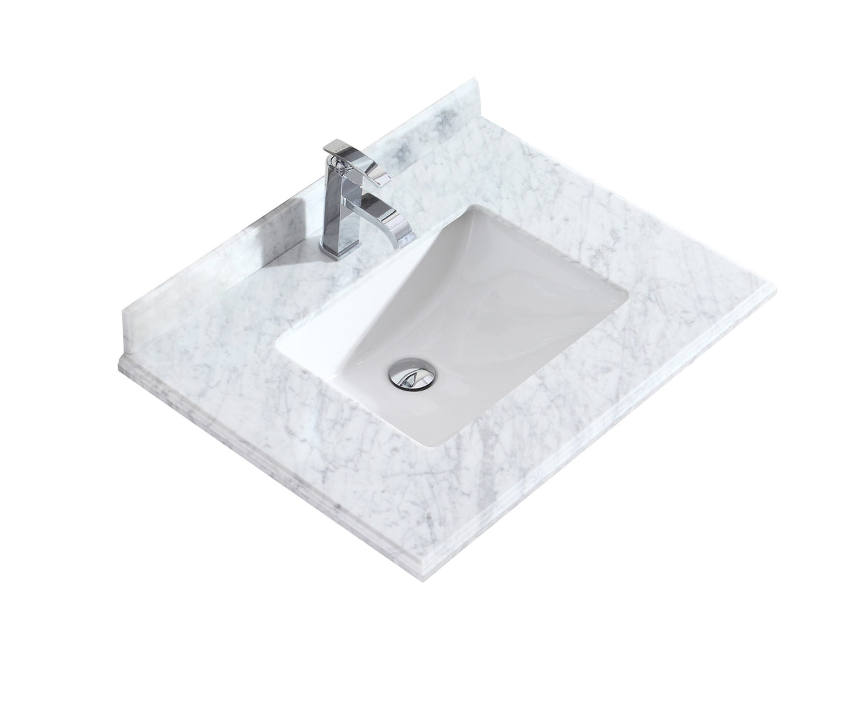 Forever 30" Single Hole White Carrara Marble Countertop with Rectangular Ceramic Sink Laviva 313SQ1H-30-WC