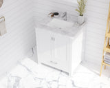 Forever 30" Single Hole White Carrara Marble Countertop with Rectangular Ceramic Sink Laviva 313SQ1H-30-WC