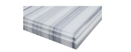 Forever 60" Single Hole White Stripes Marble Countertop with Double Rectangular Ceramic Sinks Laviva 313SQ1H-60-WS