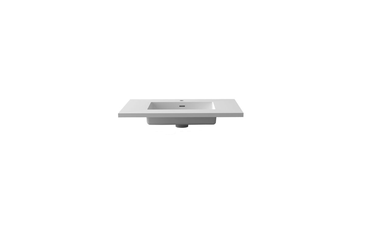 Forever VIVA Stone 30" Matte White Solid Surface Countertop with Integrated Sink Laviva 313SQ1HSS-30-MW