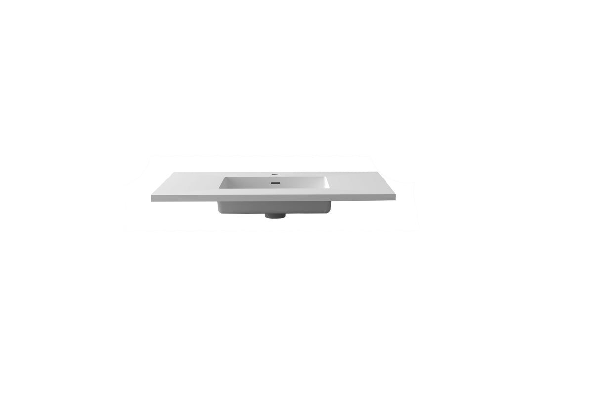 Forever VIVA Stone 36" Matte White Solid Surface Countertop with Integrated Sink Laviva 313SQ1HSS-36-MW