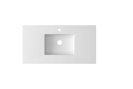 Forever VIVA Stone 42" Matte White Solid Surface Countertop with Integrated Sink Laviva 313SQ1HSS-42-MW