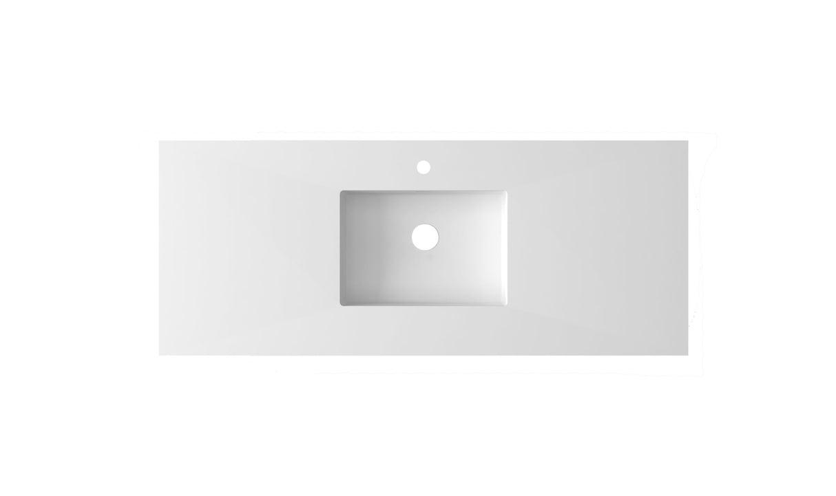 Forever VIVA Stone 54" Matte White Solid Surface Countertop with Integrated Sink Laviva 313SQ1HSS-54-MW