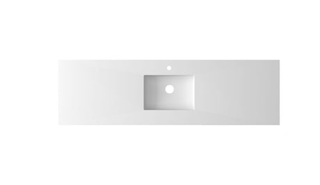 Forever VIVA Stone 66" Matte White Solid Surface Countertop with Single Integrated Sink Laviva 313SQ1HSS-66-MW
