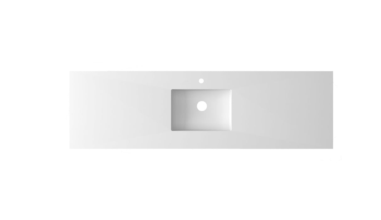 Forever VIVA Stone 72" Matte White Solid Surface Countertop with Single Integrated Sink Laviva 313SQ1HSS-72C-MW