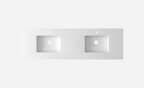 Forever VIVA Stone 72" Matte White Solid Surface Countertop with Double Integrated Sinks Laviva 313SQ1HSS-72D-MW