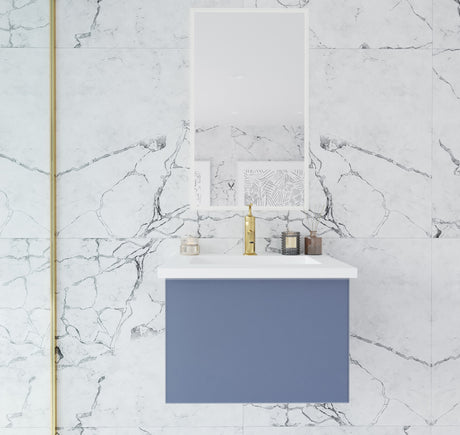 Vitri 24" Nautical Blue Bathroom Vanity with VIVA Stone Matte White Solid Surface Countertop Laviva 313VTR-24NB-MW