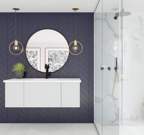 Vitri 48" Cloud White Bathroom Vanity with VIVA Stone Matte White Solid Surface Countertop Laviva 313VTR-48CW-MW
