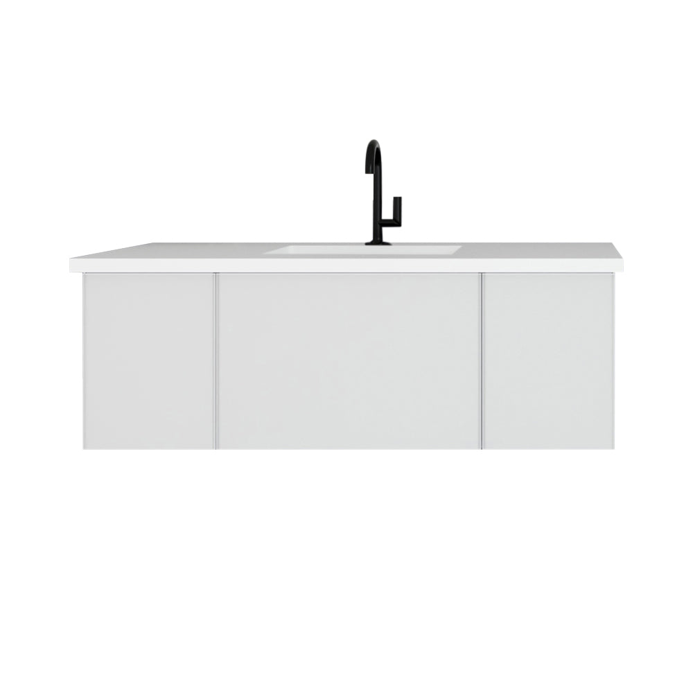 Vitri 48" Cloud White Bathroom Vanity with VIVA Stone Matte White Solid Surface Countertop Laviva 313VTR-48CW-MW