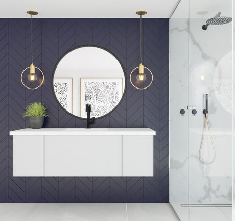 Vitri 54" Cloud White Bathroom Vanity with VIVA Stone Matte White Solid Surface Countertop Laviva 313VTR-54CW-MW