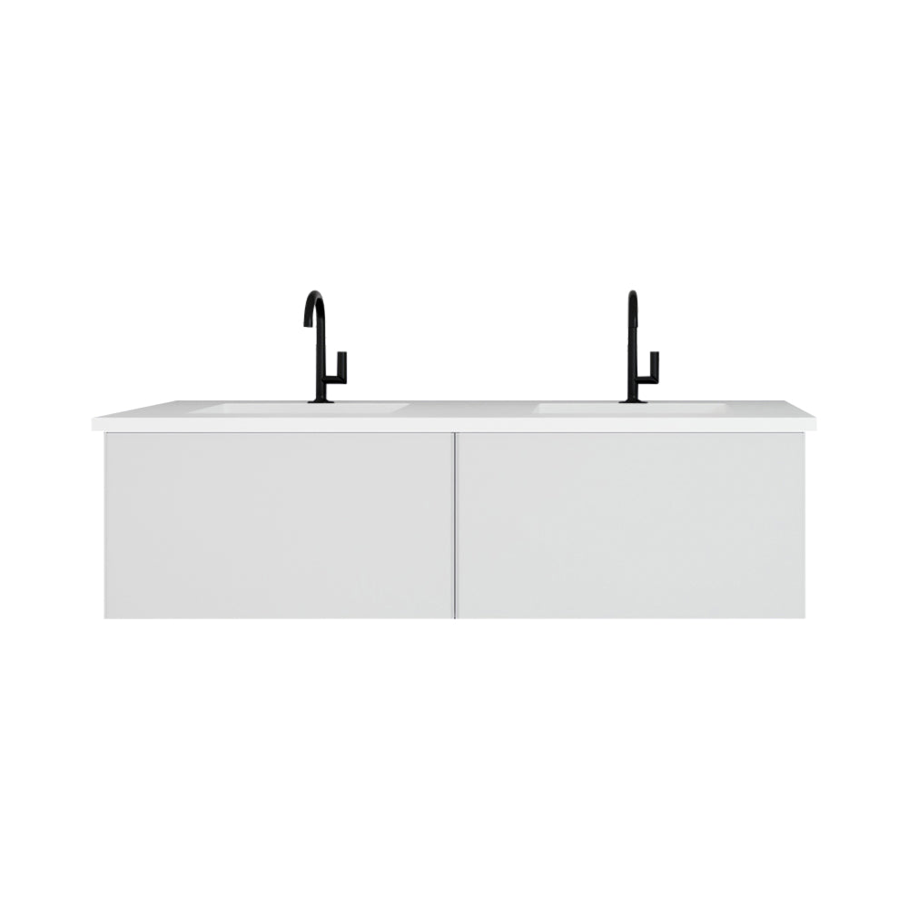 Vitri 60" Cloud White Double Sink Bathroom Vanity with VIVA Stone Matte White Solid Surface Countertop Laviva 313VTR-60DCW-MW
