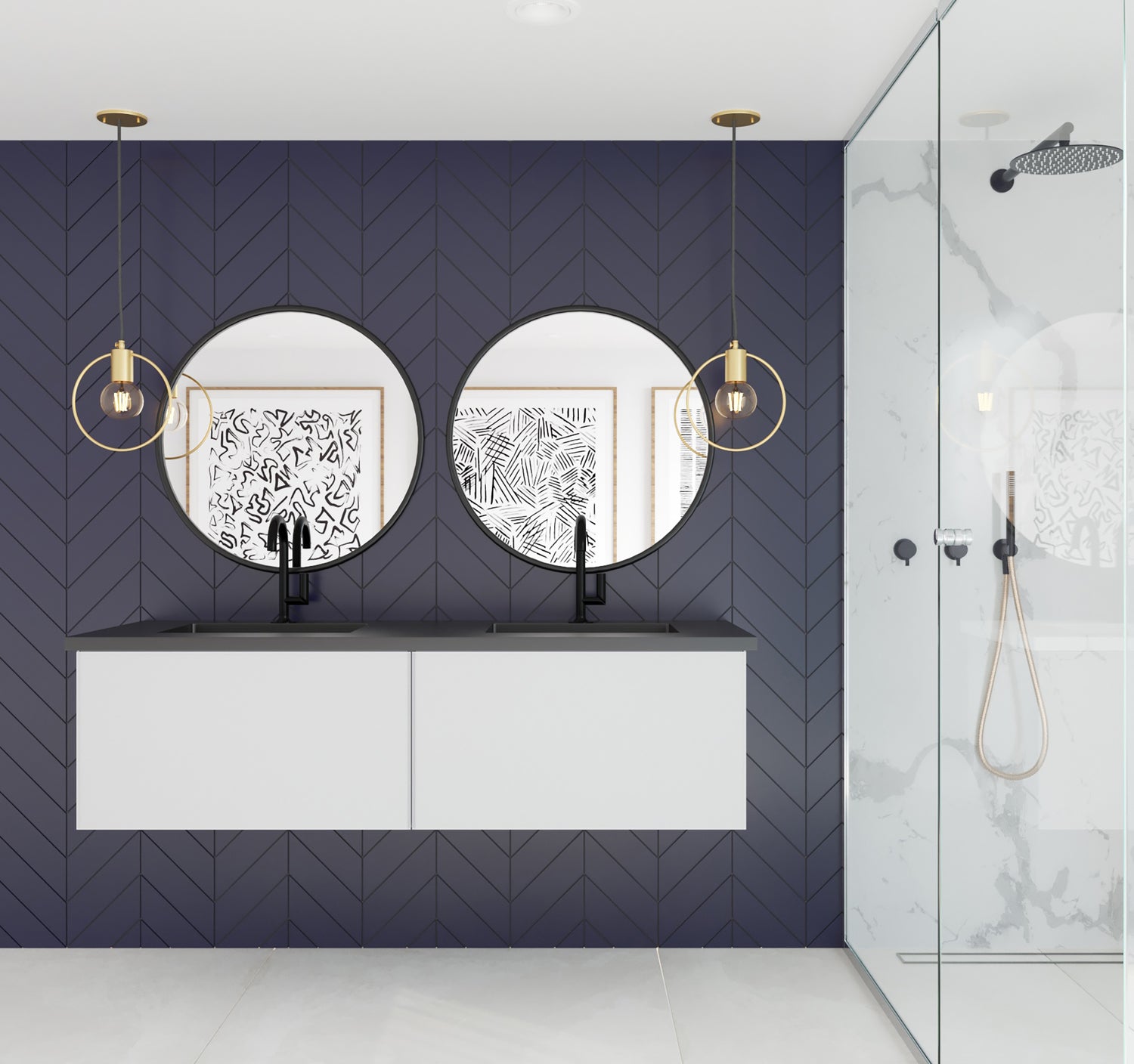 Vitri 60" Cloud White Double Sink Wall Hung Bathroom Vanity Cabinet Laviva 313VTR-60DCW