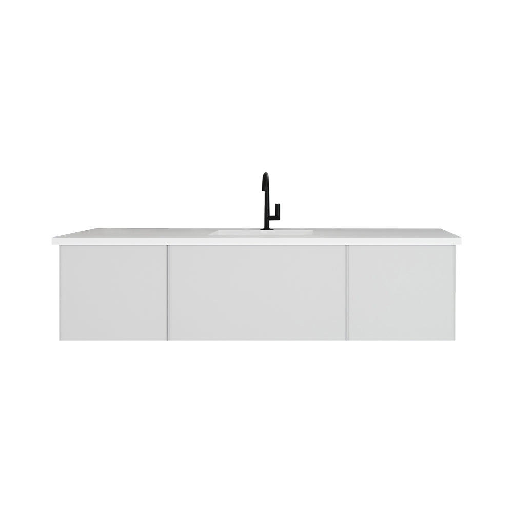 Vitri 66" Cloud White Single Sink Bathroom Vanity with VIVA Stone Matte White Solid Surface Countertop Laviva 313VTR-66CW-MW