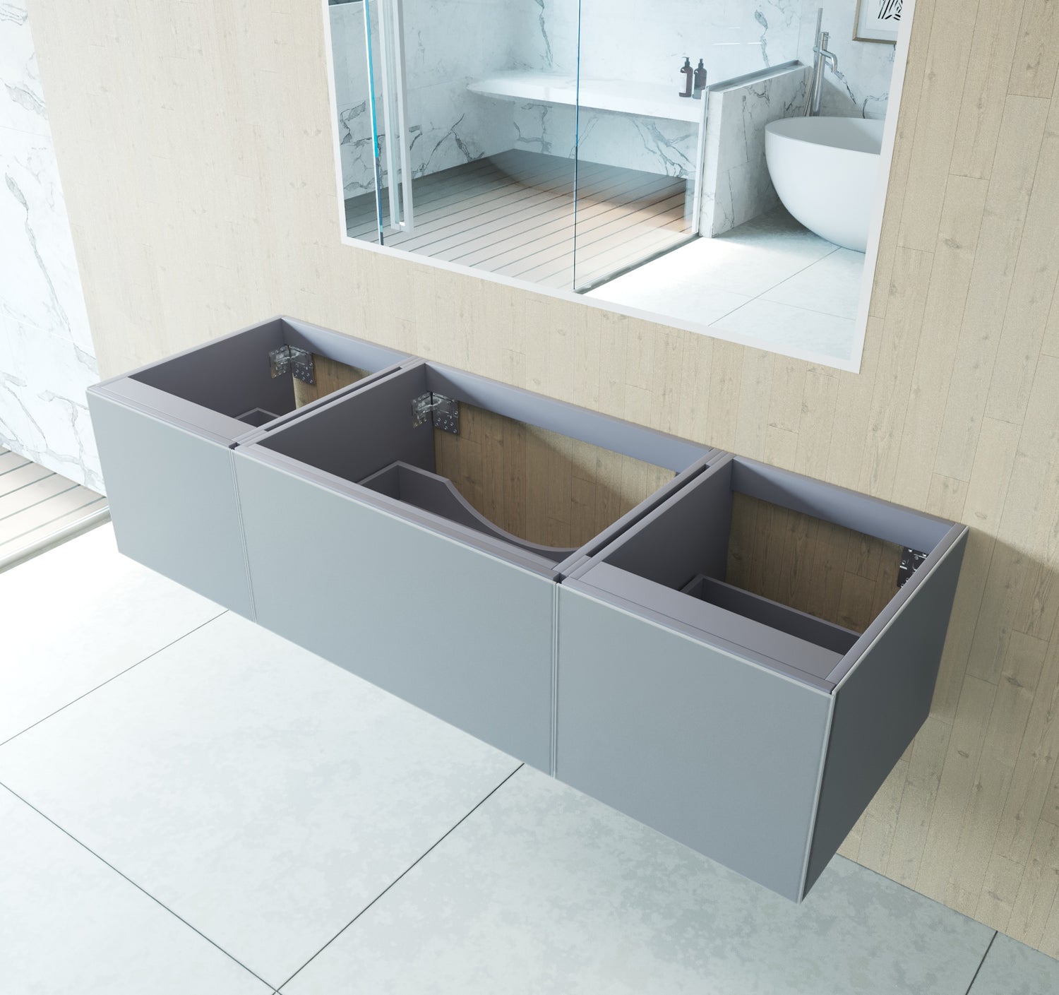 Vitri 66" Fossil Grey Single Sink Wall Hung Bathroom Vanity Cabinet Laviva 313VTR-66FG